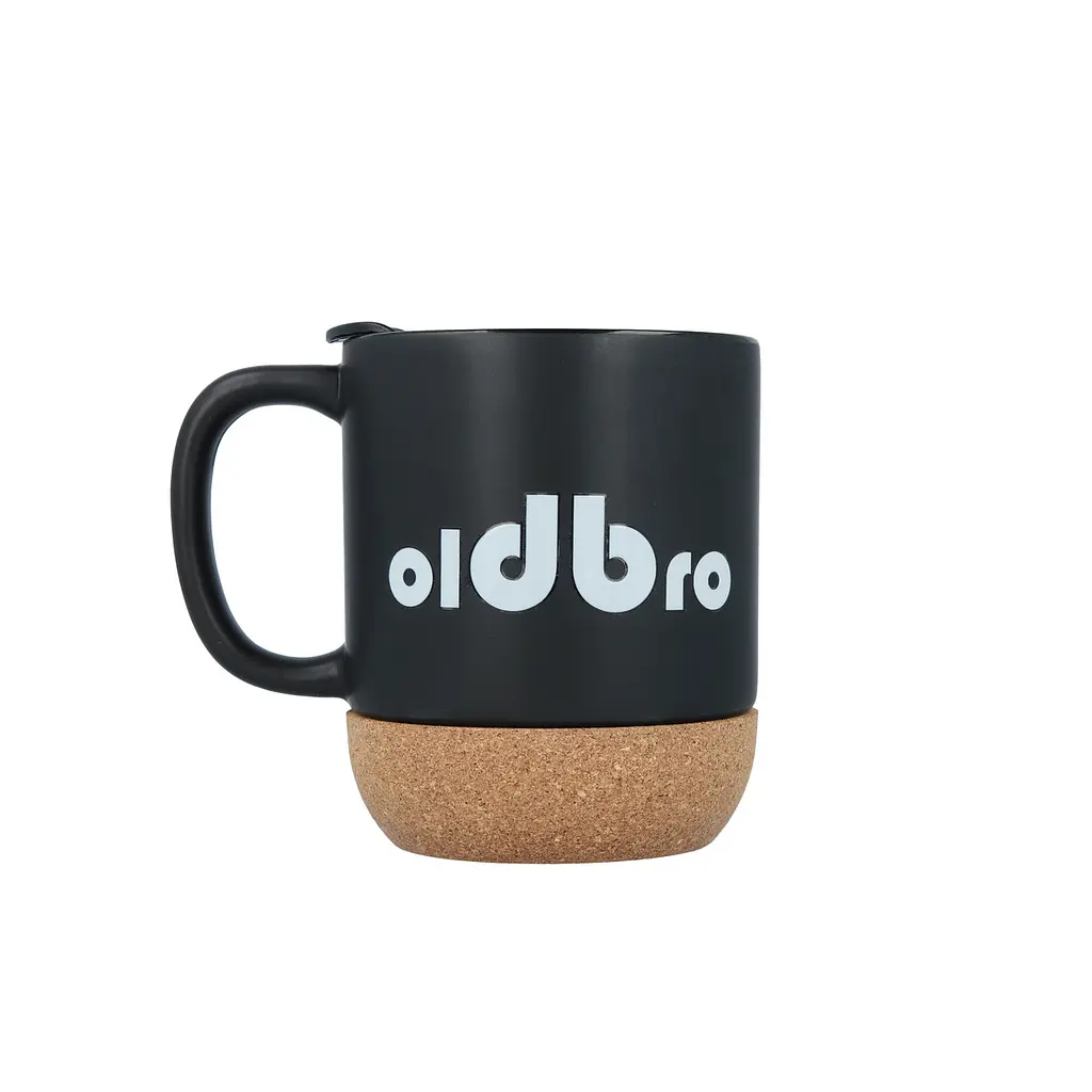 Керамічний кавовий кухоль OldBro Black Classic 400 мл з корковим дном і кришкою - фото 2