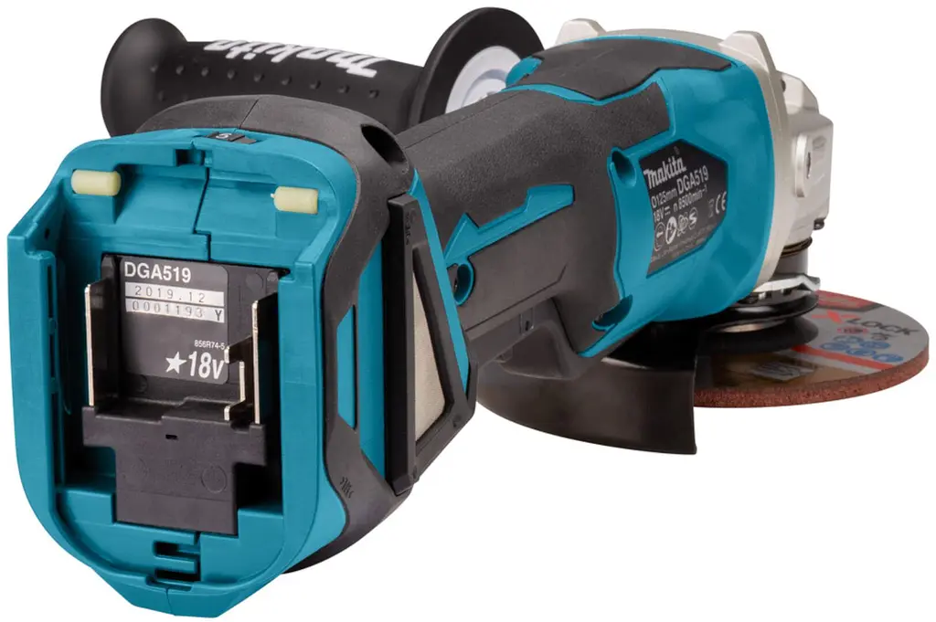 Шліфмашина кутова акумуляторна Makita DGA519Z (125 мм, 3000-8500 об/хв, BL, LXT, X-LOCK, без акумуляторів та зарядного пристрою) - фото 8