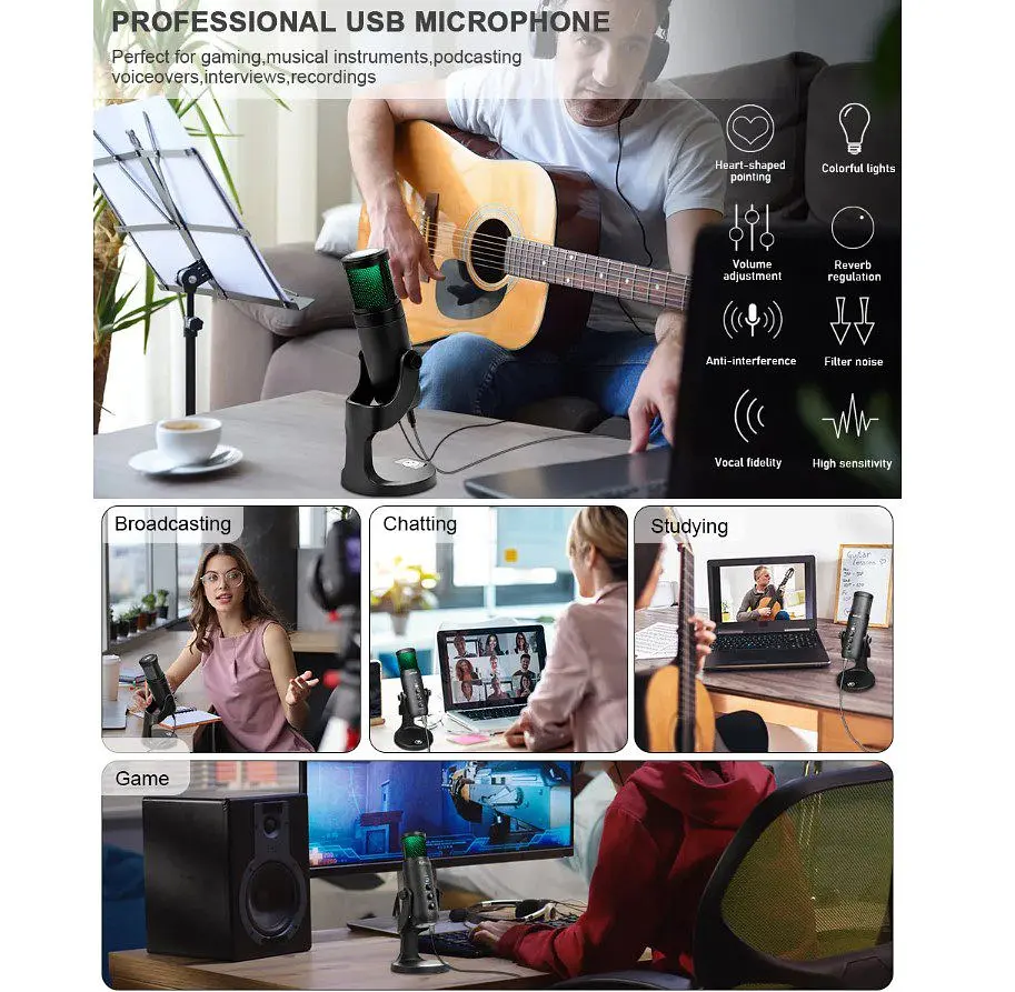 Професійний студійний конденсаторний мікрофон Jmary MCPW9 USB Black - фото 16