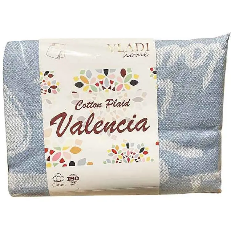 Плед VLADI 140х200см "Валенсія" VANILLA LOVE білий-сір.блак-дим