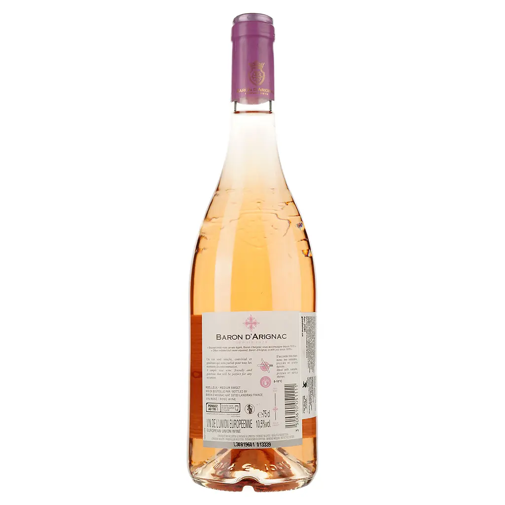 Вино Baron d'Arignac Rose розовое сухое 0.75 л - фото 2