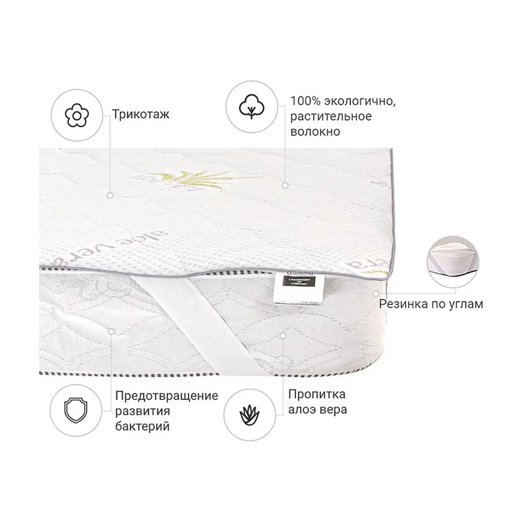 Наматрацник MirSon №1000 Alberto Eco Aloe Vera 180х200 см (2200001491595) - фото 3