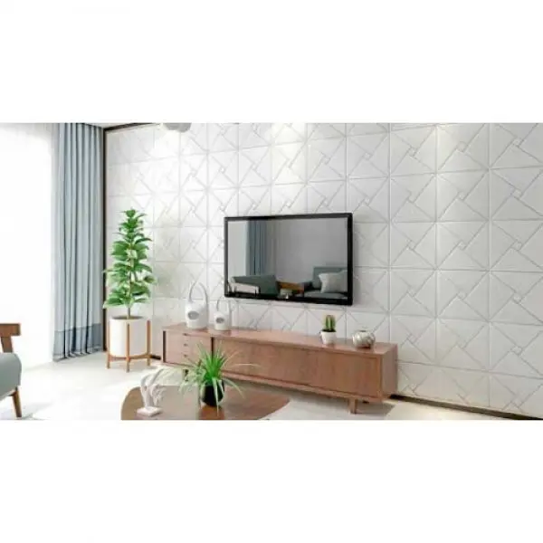 Самоклеюча 3D панель 3D Loft білий ромб 700x700x6,5 мм - фото 2