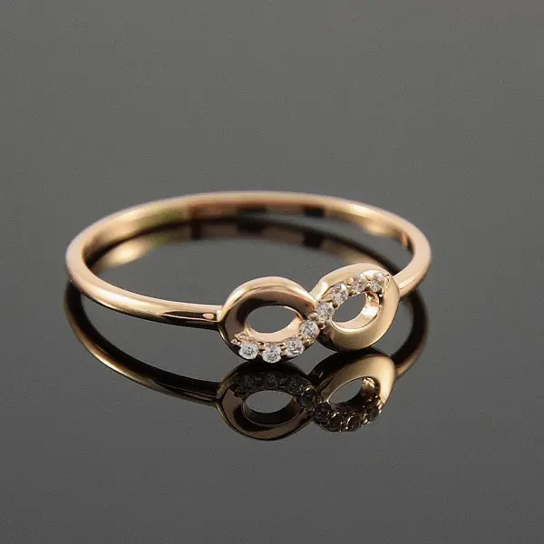 Золота каблучка нескінченність з фіанітами 20.5 K-0047 - фото 5