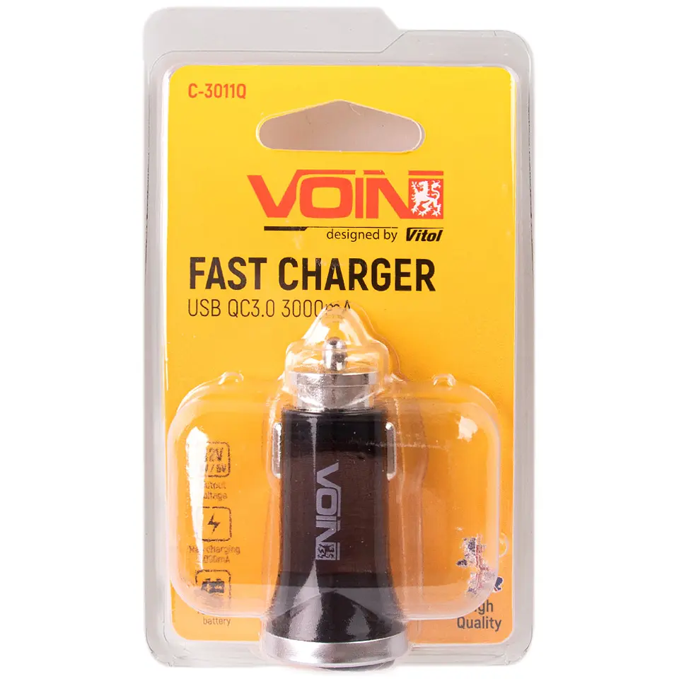 Автомобільний зарядний пристрій Voin 1USB 12/24V - 5V 3A 9V 2A 12V 1.5A (C-3011Q) - фото 2