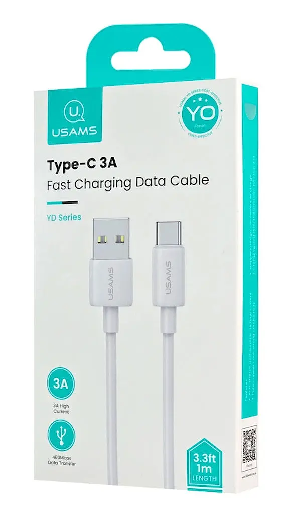 Кабель Usams US-SJ688 USB-A to Type-C 3A KY Series 1м White (6958444909219) - фото 2