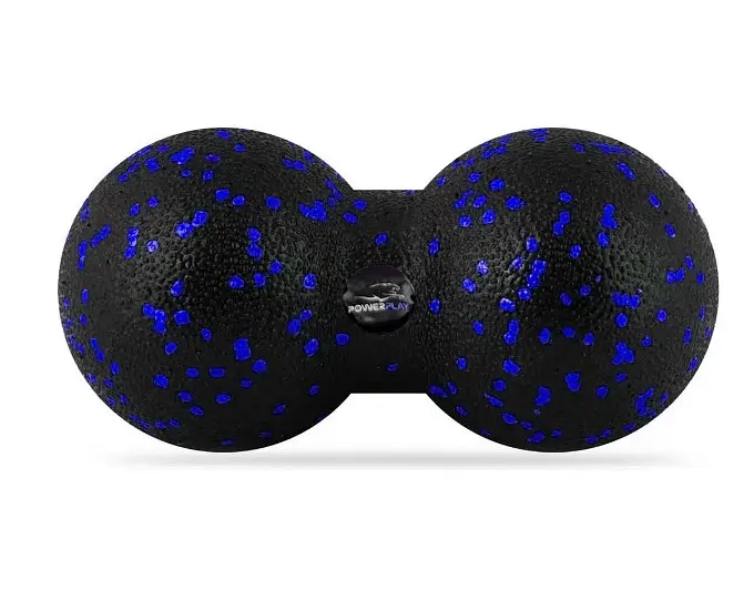 Набір для масажу та йоги PowerPlay PP_4093 EPP (3 м'ячики + валик масажер 15*5,3 см) Blue + гумка 7,5 кг (PP_4093_Blue) - фото 3