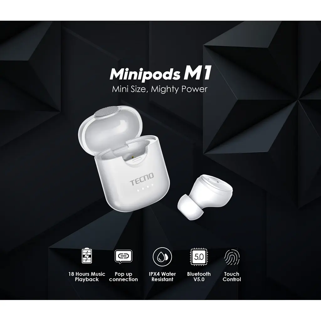 Навушники Tecno Minipods M1 Mono White (4895180759475) - фото 12