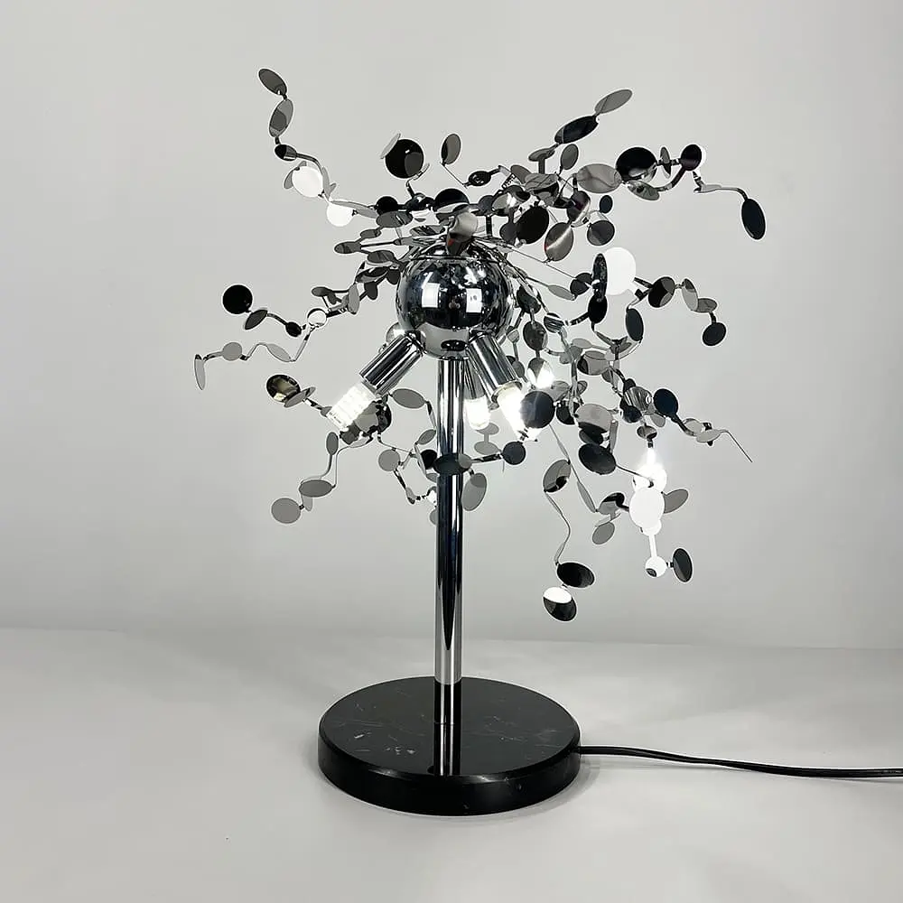 Лампа настільна з гнучких хромованих кружечків з металу Ø 50х45 см | Line F | Арт. 1030T CH - фото 4