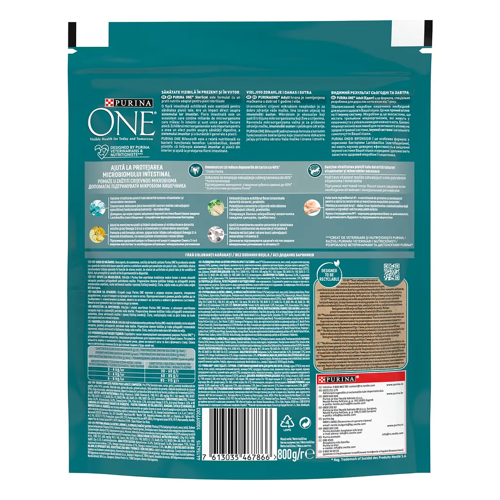 Сухой корм для котов Purina One Adult с курицей и цельными злаками 800 г - фото 2