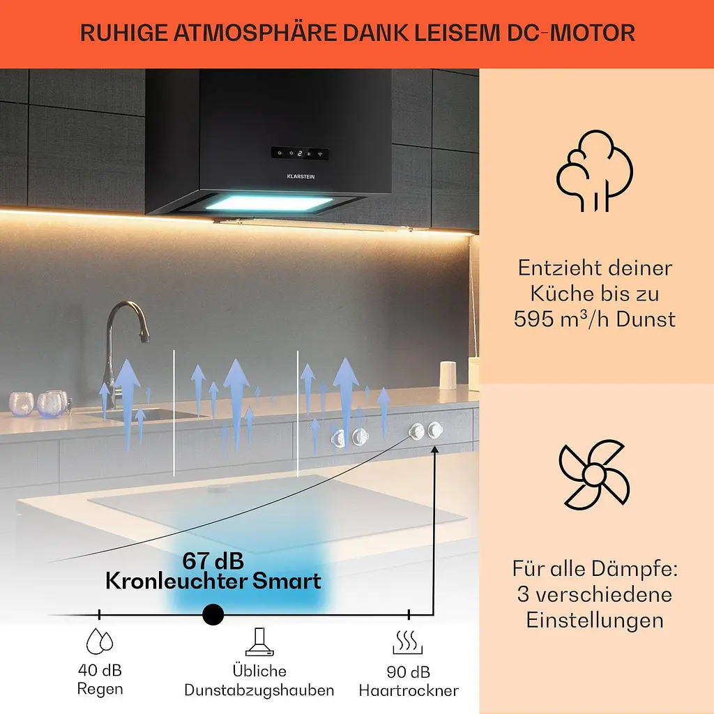 Островная вытяжка Klarstein Chandelier Smart Island (10035710) - фото 3