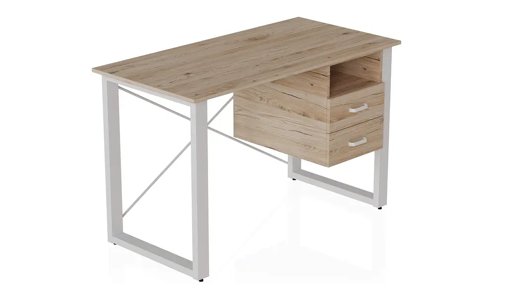 Письмовий стіл із ящиками Ferrum-decor Оскар 750x1400x700 метал Білий ДСП Дуб Сан-Марино 16 мм (FRD-103283) - фото 3