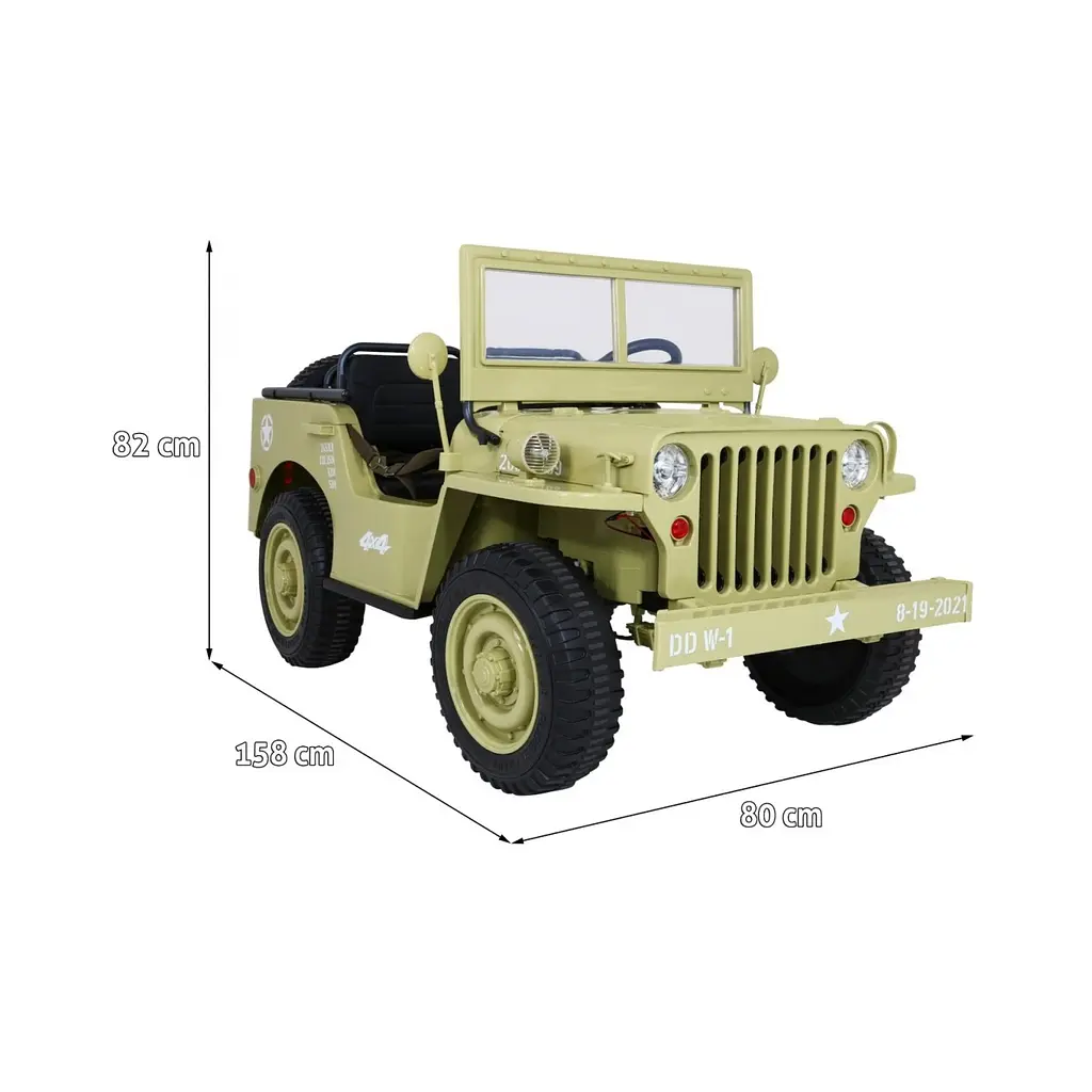 Електроавтомобіль військовий Ramiz Retro Strong MP3 LED 24 В, бежевий (PA.JH-101.24V.BEZ) - фото 2