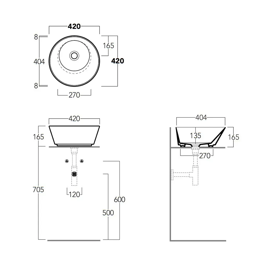 Умивальник Simas Wave 42 см круглий white matt Білий матовий WA01WM - фото 4