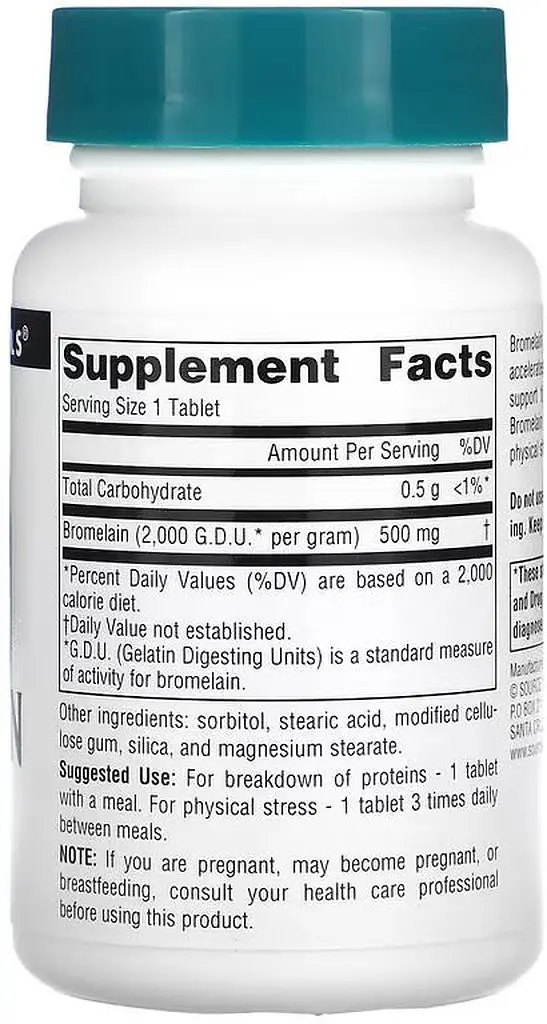 Натуральная добавка Source Naturals Bromelain 2000 GDU/g 500 mg, 60 таблеток - фото 2