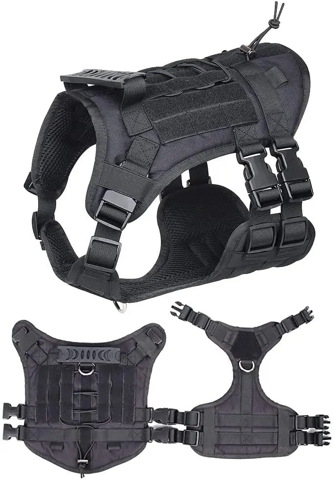Шлейка для собак Vest, тактичний жилет з ручкою і системою MOLLE, регульований, Чорний M - фото 2