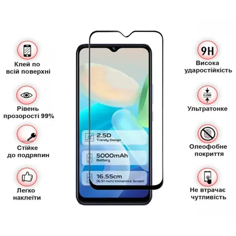 Скло захисне BeCover Vivo Y02/Y02A Black (709275) - фото 4