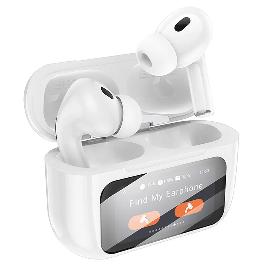Навушники бездротові Borofone BW76 Brocade true wireless ANC noise Червоний touch screen BT headset Champagne білий - фото 3