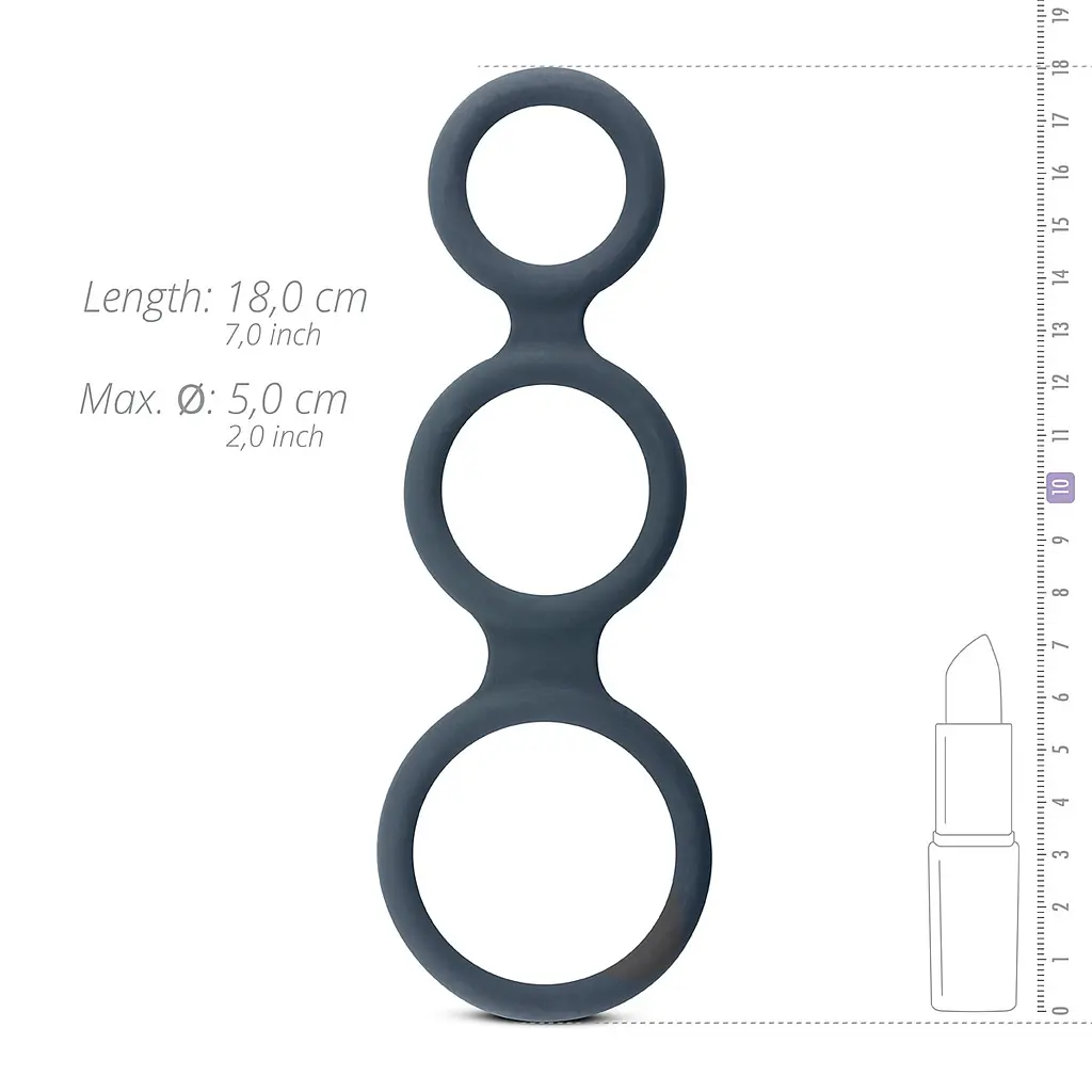 Потрійне ерекційне кільце Boners Triple Cock Ring (сірий) - фото 5