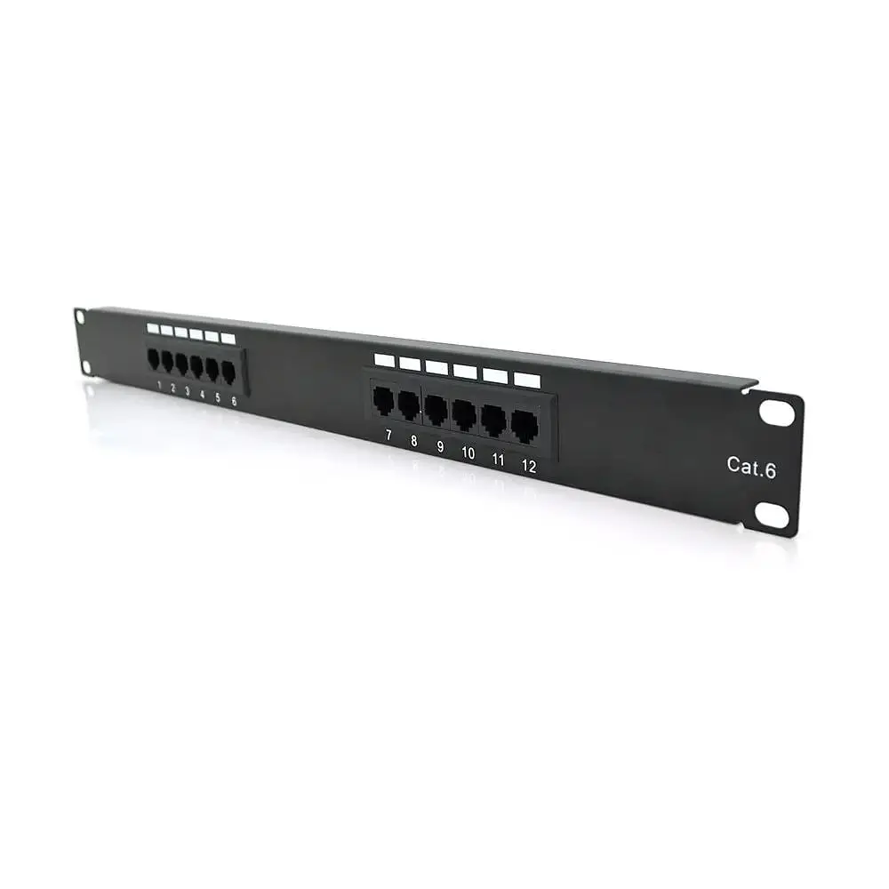 Патч-панель PiPo 12 портів UTP кат 6E 19" 1U неекранована чорна Q25 (73-00881) - фото 3