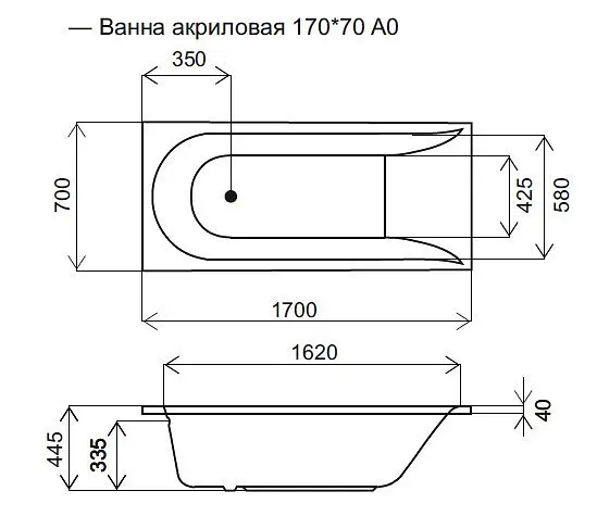Ванна акриловая AM.PM Spirit 170х70 (W72A-170-070W-A2) - фото 9