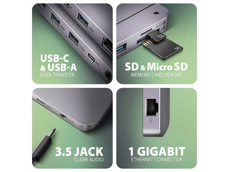 Док-станція для ноутбука AXAGON USB 12в1 (HMC-12GM2) - фото 2