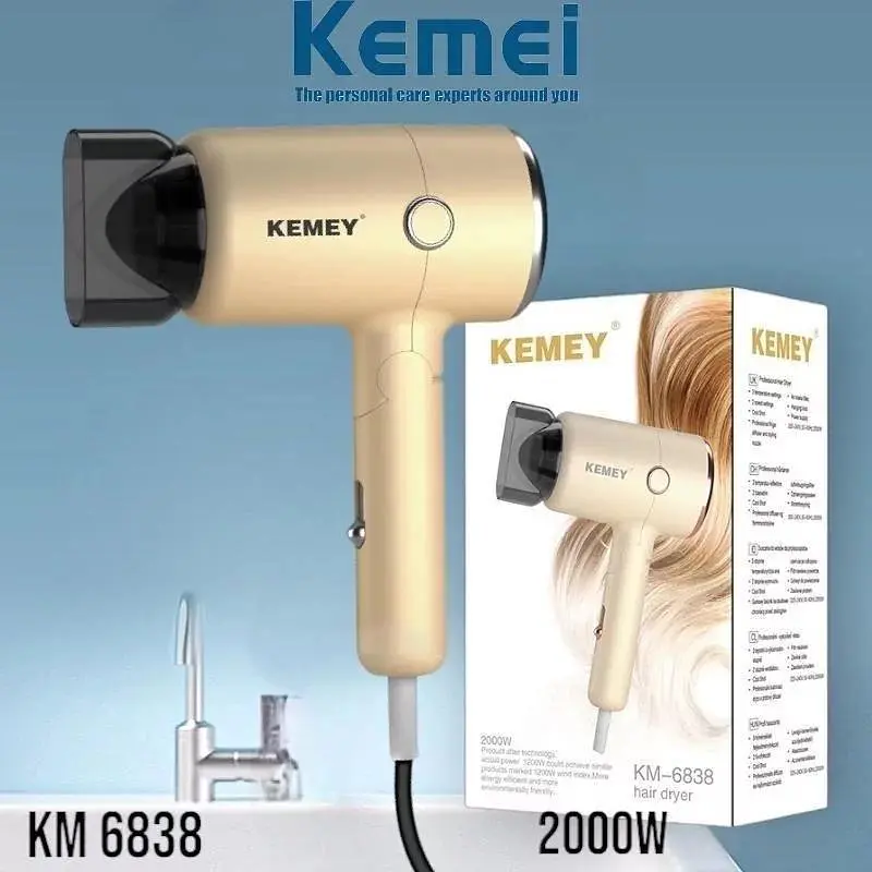 Фен для висушування волосся Kemei KM-6838 дорожній з насадкою складаний 1200 Вт - фото 2