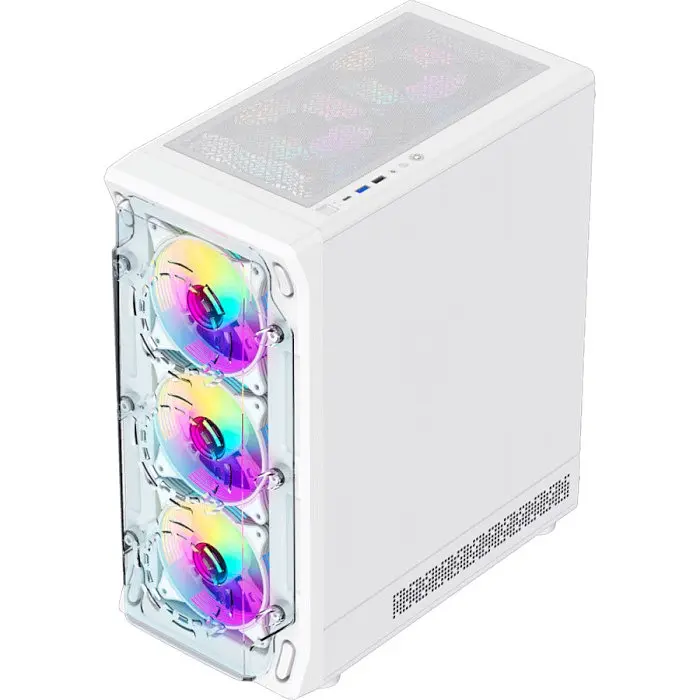 Корпус GameMax Starlight 2 AW, White, без БЖ, Mid Tower, для ATX / MicroATX / Mini-ITX, 1xType-C / 1xUSB 3.0 / 1xUSB 2.0, макс. CPU - 155 мм / VGA - 330 мм, 6x120 мм ARGB, бічна панель із загартованого скла - фото 6