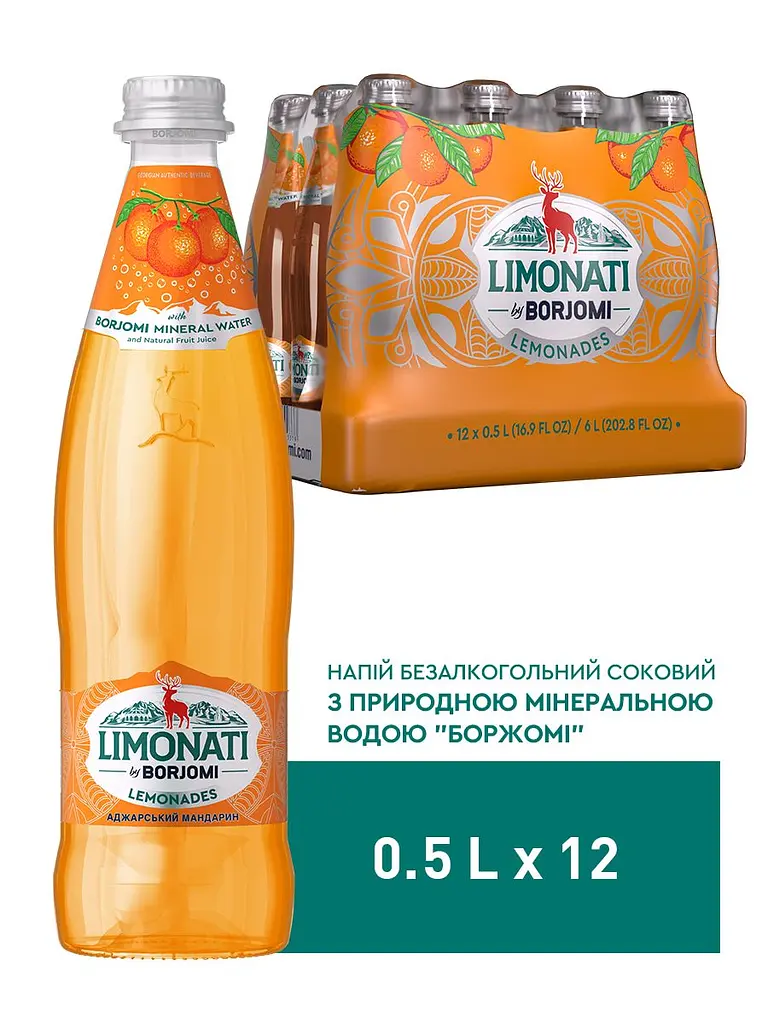 Лимонад Borjomi Limonati Аджарский мандарин сильногазированный 0.5 л - фото 5