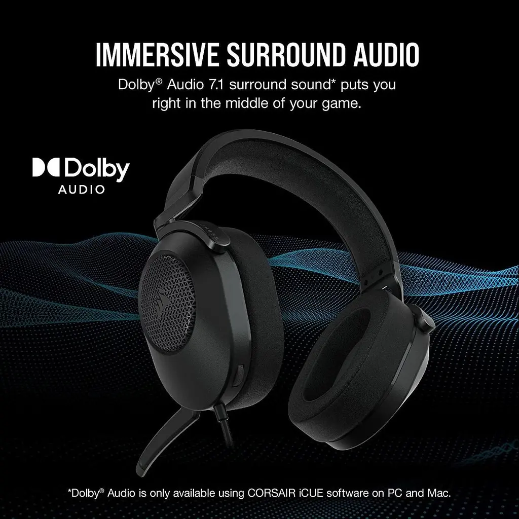 Навушники ігрові Corsair HS65 Surround Carbon [CA-9011270] [75607] - фото 7