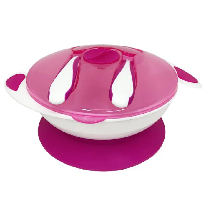 Тарілка на присосці Mega Zayka з ложкою та виделкою 350 мл MGZ-0109 (Crimson) - фото 3