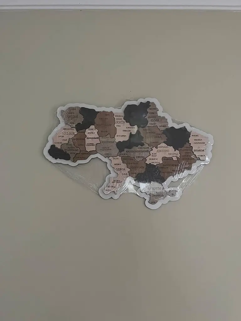 Дерев'яна карта України, багатошарова 3D, настінна, 70x47 см - фото 8