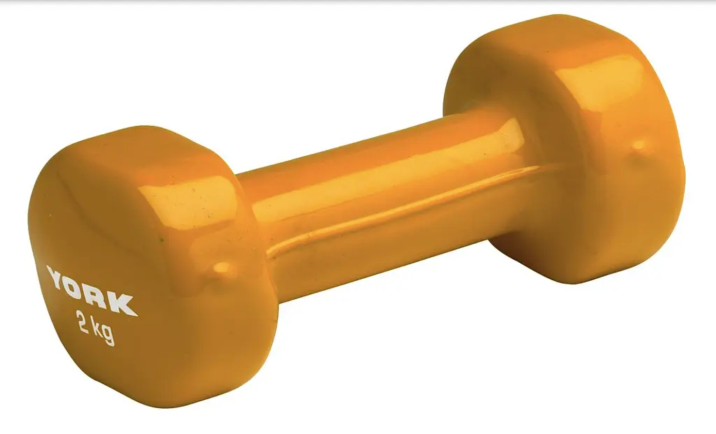 Гантелі для фітнесу вінілові круглі York Fitness 2х2кг жовтий - фото 2
