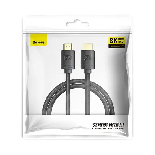 Кабель Baseus High Definition Series HDMI 8K to HDMI 8K Adapter Cable 1m чорний CAKGQ-J01 - фото 2