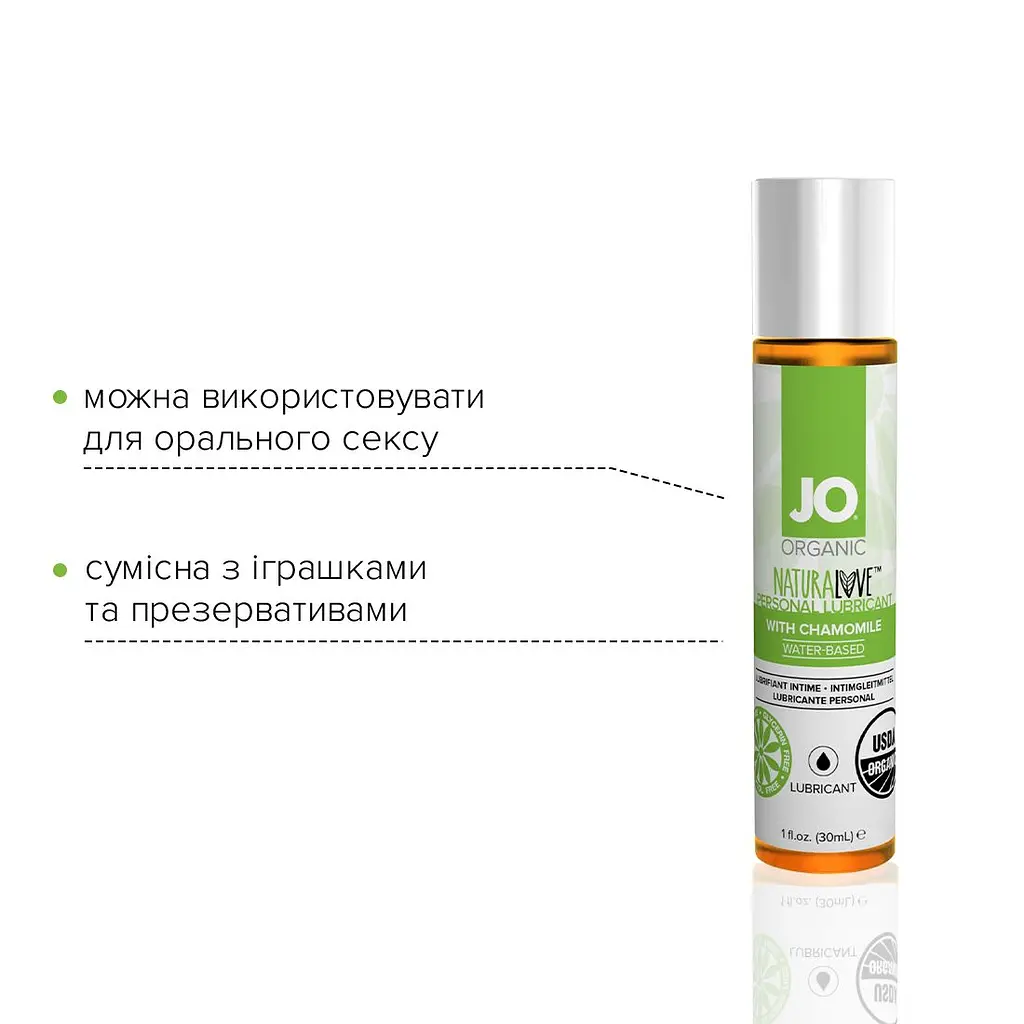 Змазка на водній основі JO NATURALOVE — ORGANIC (30 мл) з екстрактом листя агави та ромашки - фото 3
