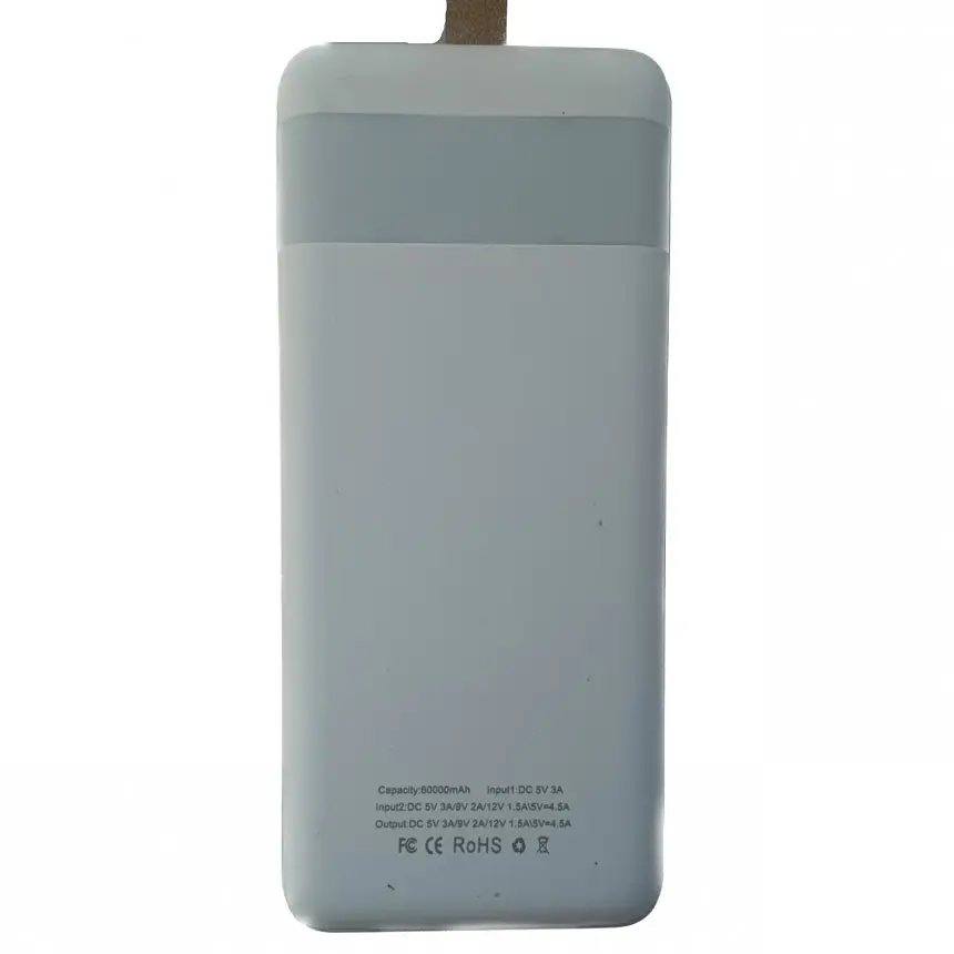 Павербанк Smart Power Bank с экраном и фонариком 60000 mAh White (11232) - фото 2