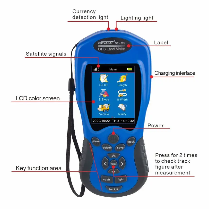 Вимірювач площі з підключенням до ПК Noyafa NF-198 цифровий Gps далекомір (18676) - фото 6