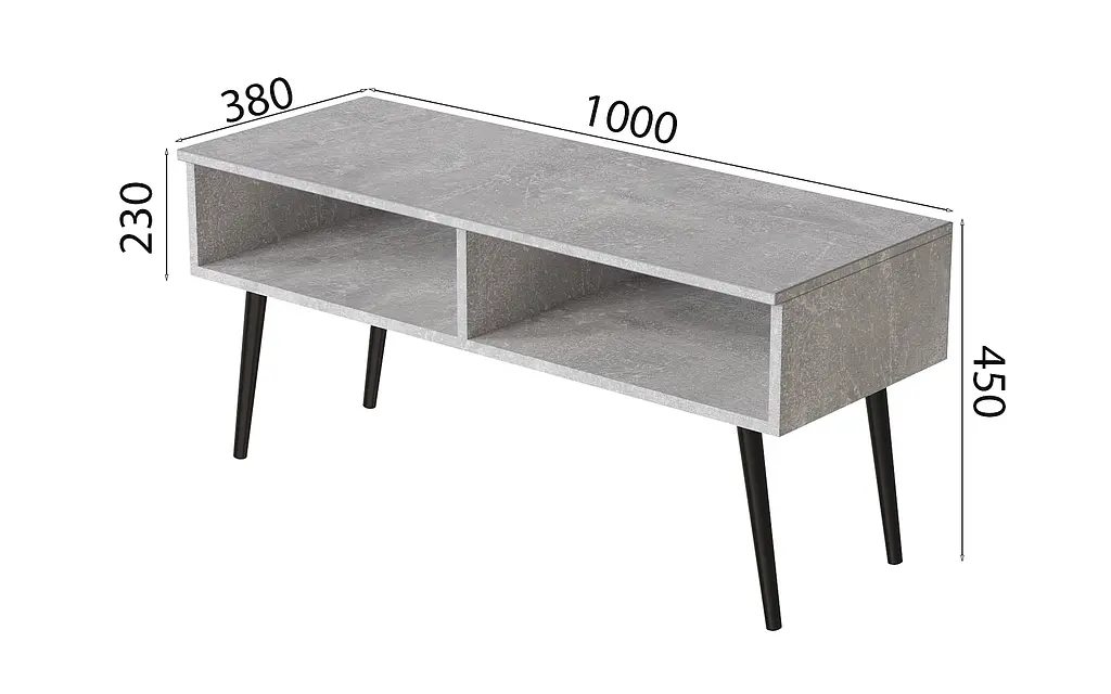 Тумба под ТВ Невада Ferrum-decor 45x100x38 Черный металл ДСП Бетон 16 мм (FRD-106719) - фото 3