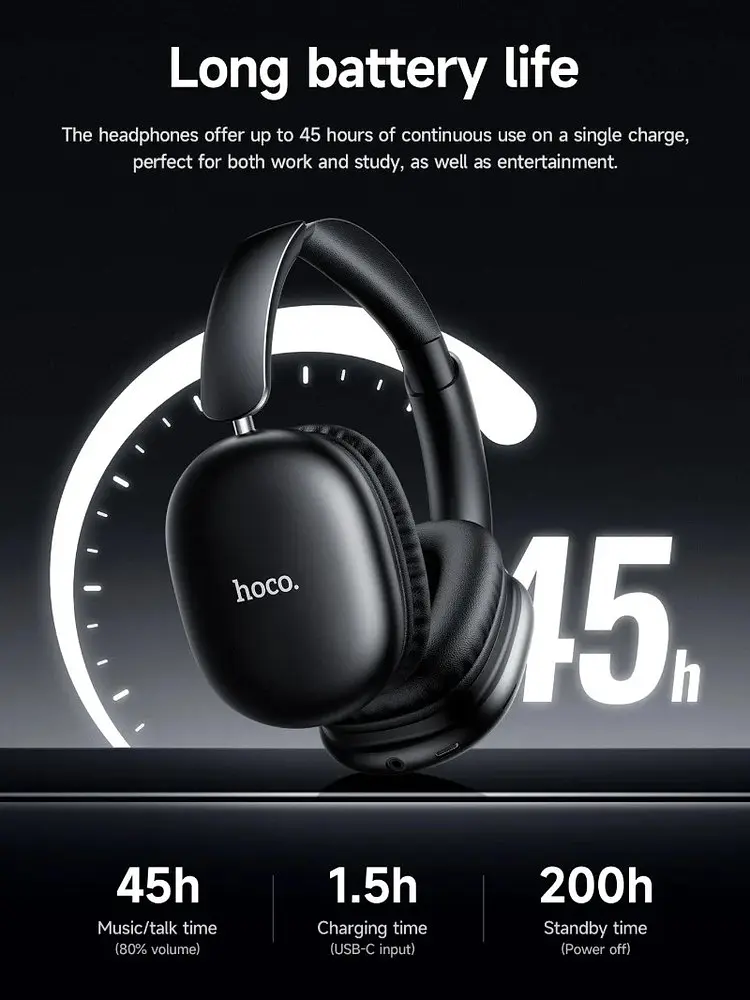 Навушники Bluetooth Hoco W73 Graceful BT headphones(App) Чорний - фото 3