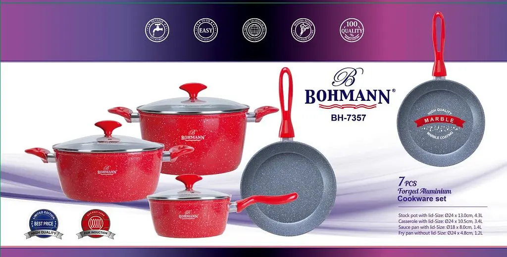 Набір посуду Bohmann BH 7357 red 7 предметів - фото 2