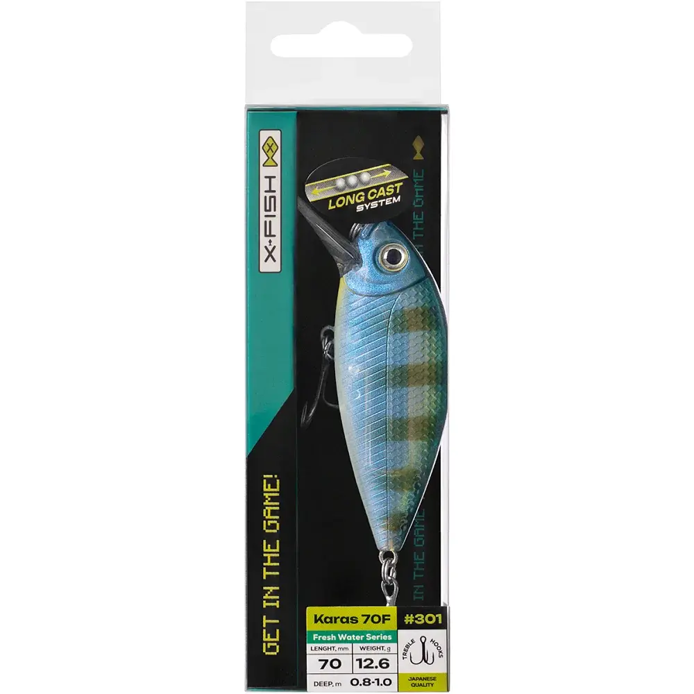 Воблер X-Fish Karas 70F 70mm 12.6g 301 (0.8-1.0m) - фото 2