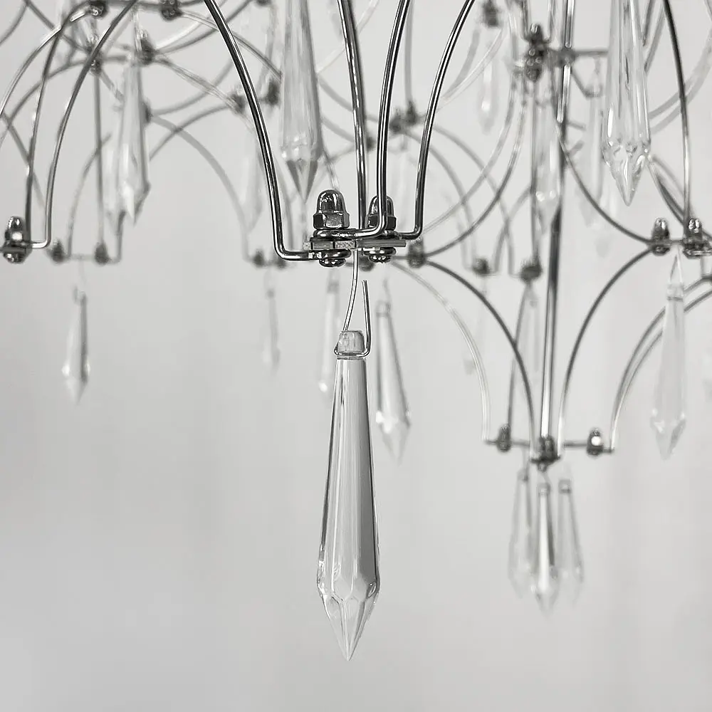 Дизайнерская невесомая серебряная люстра с хрусталем Ø 70 см | Ст. MJ 203-730 CH | Line F - фото 3