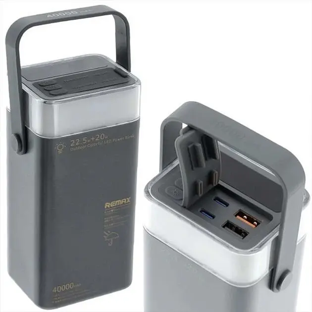 Зовнішній акумулятор REMAX RPP-596 40000 mAh PD20W+QC3.0 22.5W зі швидким заряджанням повербанк RGB ліхтар  - фото 3