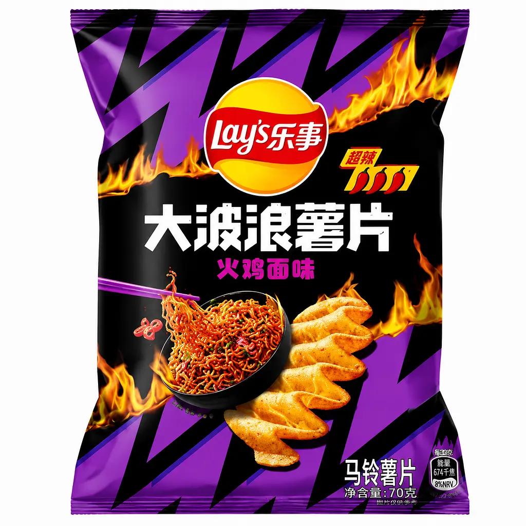 Чіпси Lay’s Fire Chicken Noodles дуже гострі зі смаком курячої локшини 70 г