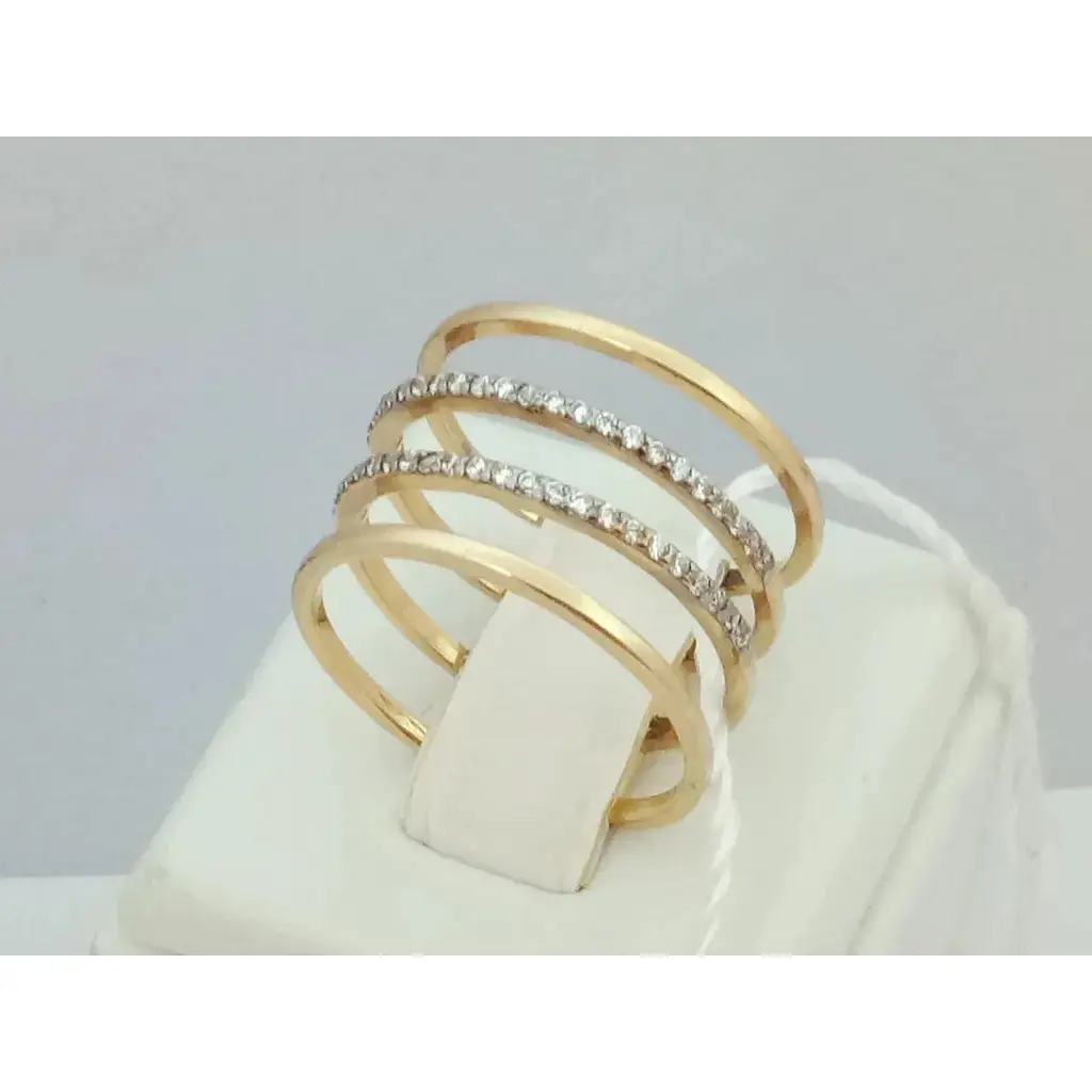 Золоте незамкнене кільце Родинні коштовності з фіанітами. 111675 18 - фото 2