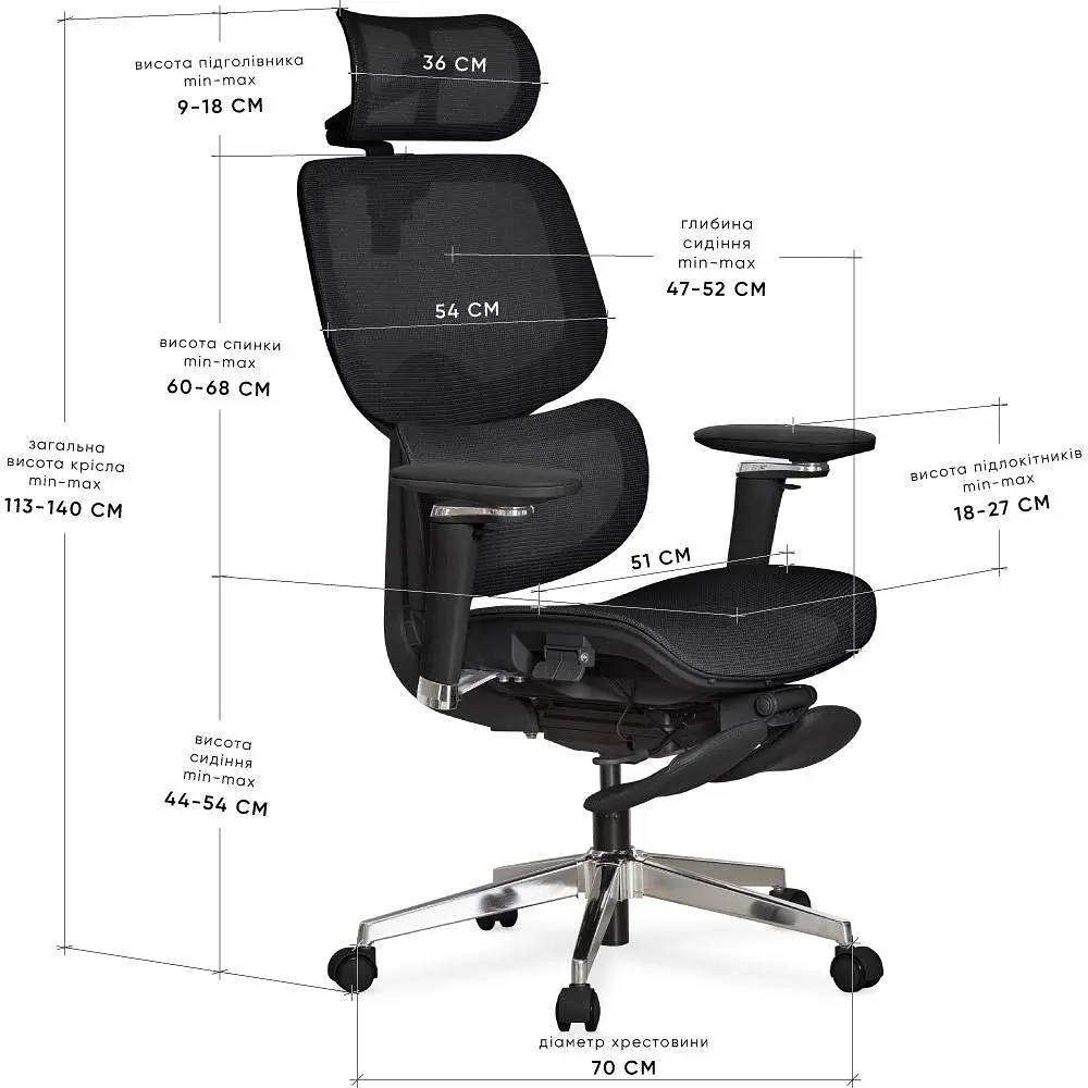 Крісло Mealux D2 Air Plus Black ( HF-D2 Plus M/B) - фото 3