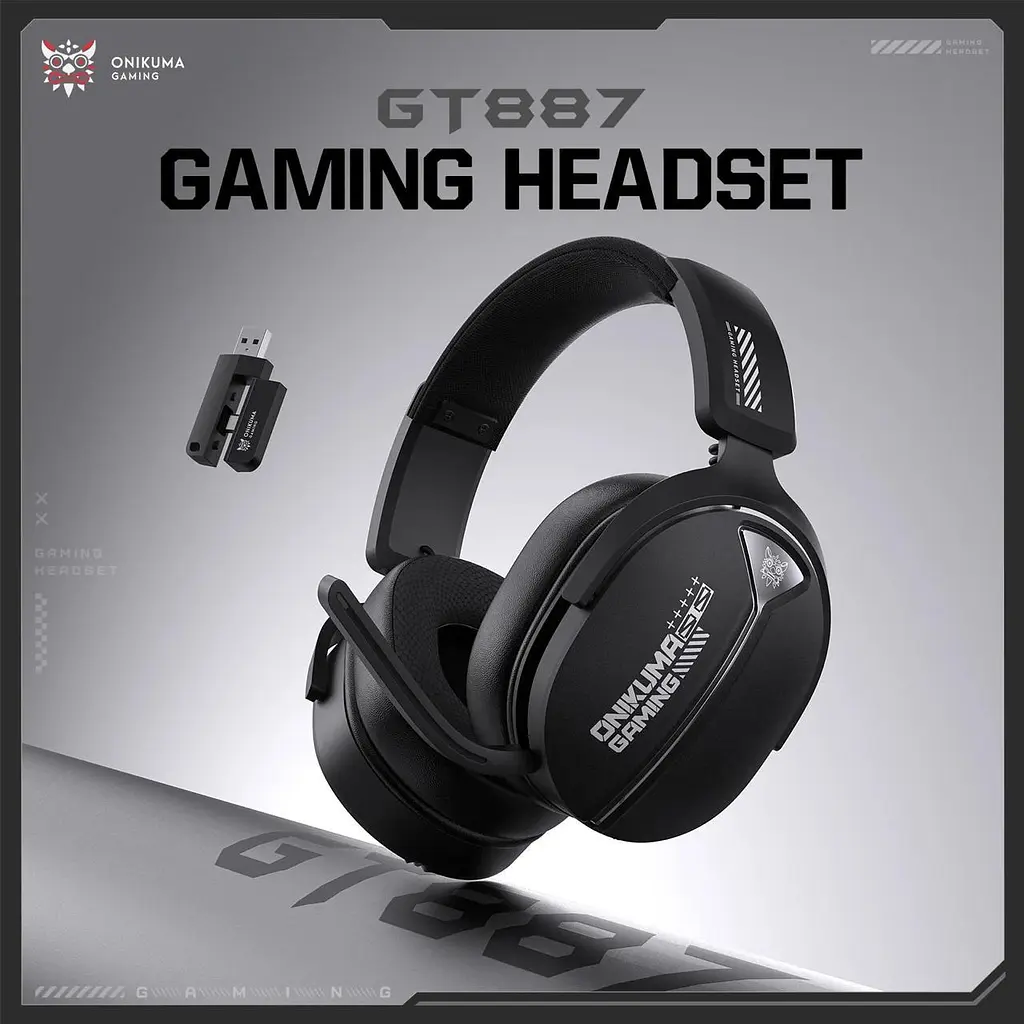 Навушники Onikuma бездротові ігрові з мікрофоном для ПК PS4 PS5 телефону Bluetooth геймерська гарнітура GT-887 Pro - фото 2
