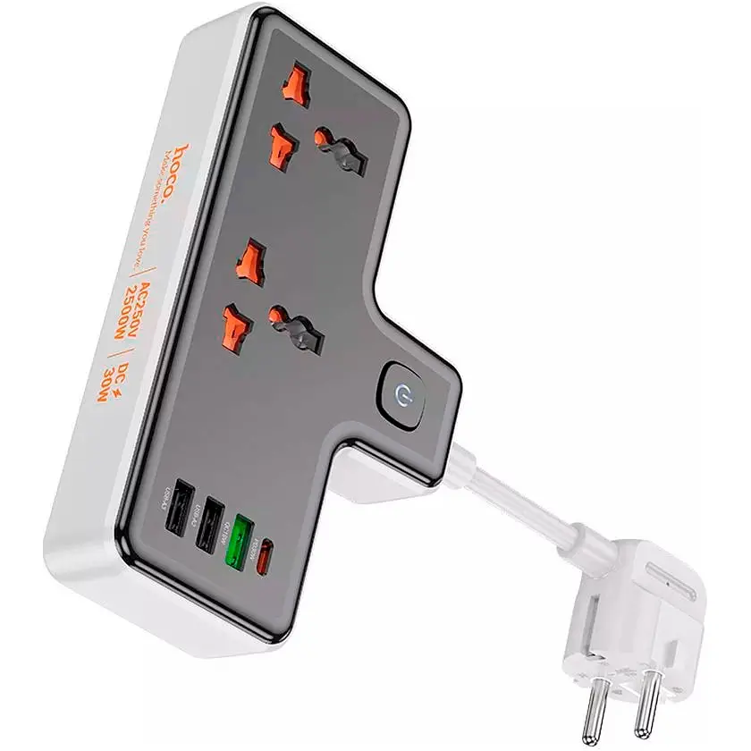 Мережевий фільтр Hoco AC12A Reise Black (607094) [105759] - фото 2