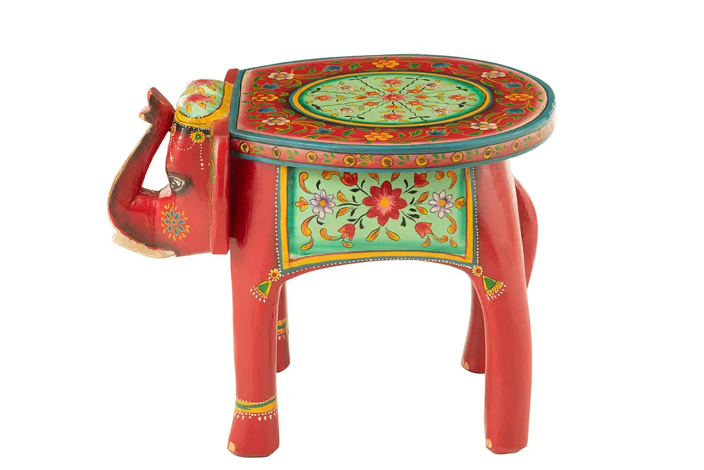 Журнальний столик J-line із дерева манго в індійському стилі у формі слона різнокольоровий (50558) - фото 3