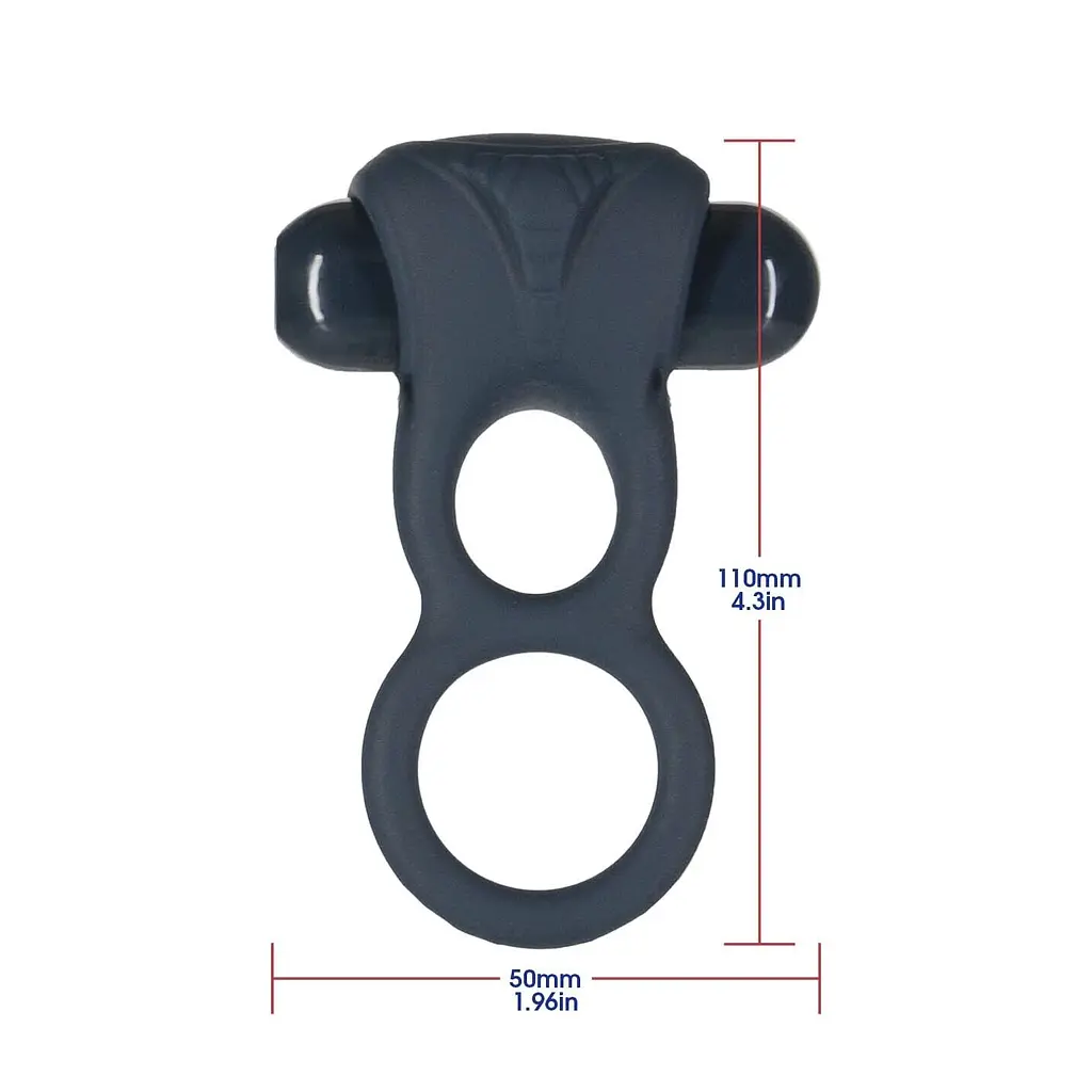 Подвійне віброкільце з пультом Lux Active Triad Vibrating Dual Cock Ring, 11х2.7 см (синій) - фото 2